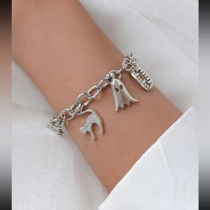 🎃 Awesome Chainlink Charm Bracelet Ghost Cat Pumpkin Witch Vampire 👻